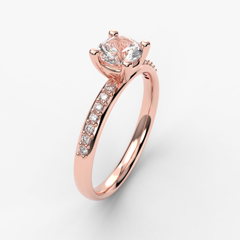 Prsten model 57 od roze zlata sa cirkonima