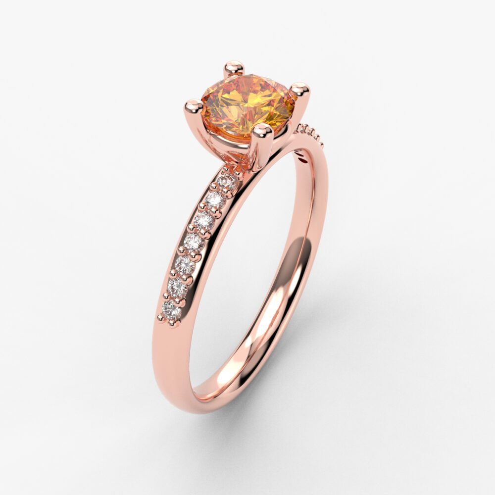 Prsten model 57 od roze zlata sa citrinom i brilijantima