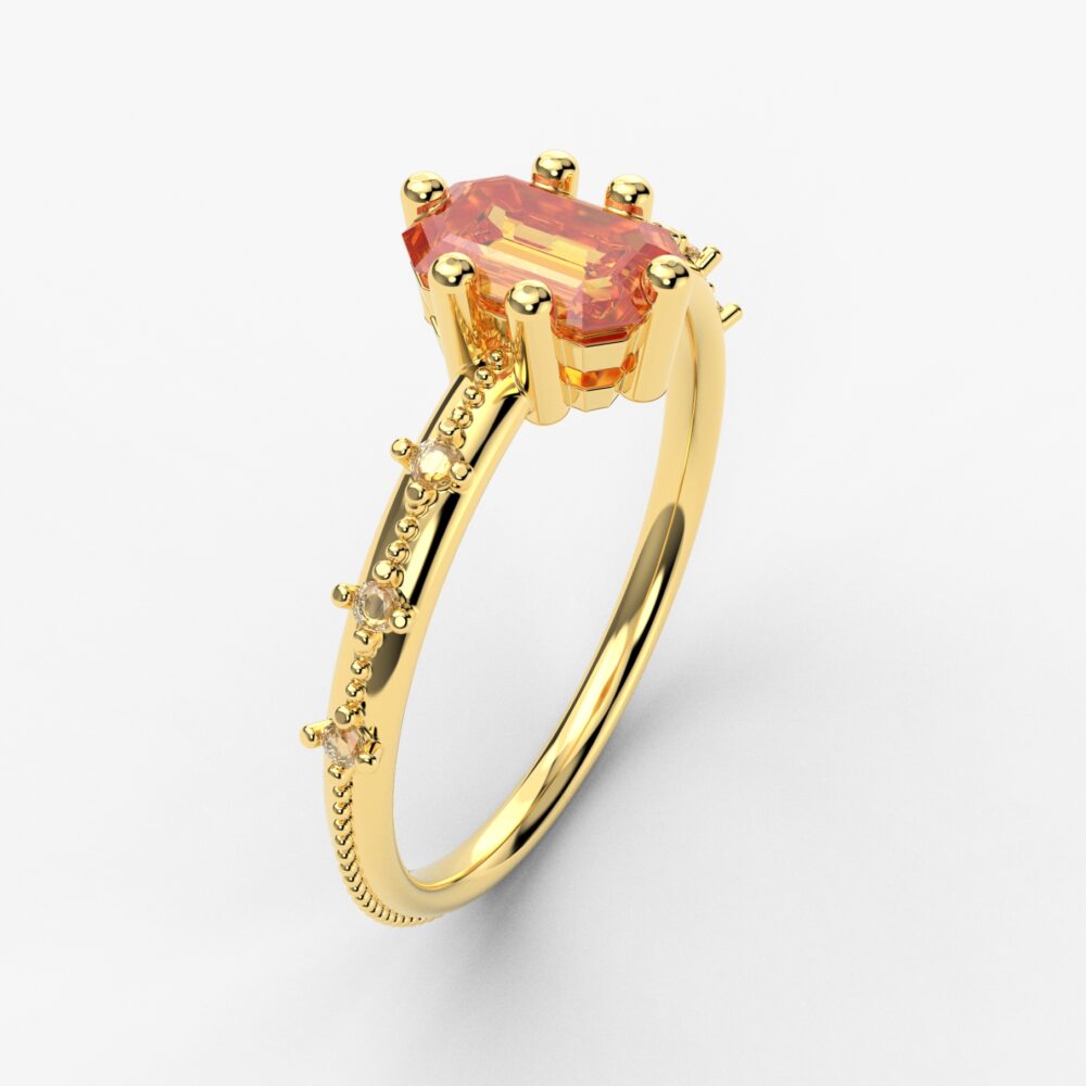 Prsten model 58 od žutog zlata sa citrinom i brilijantima