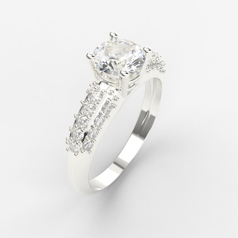 Prsten model 6 od belog zlata sa cirkonima