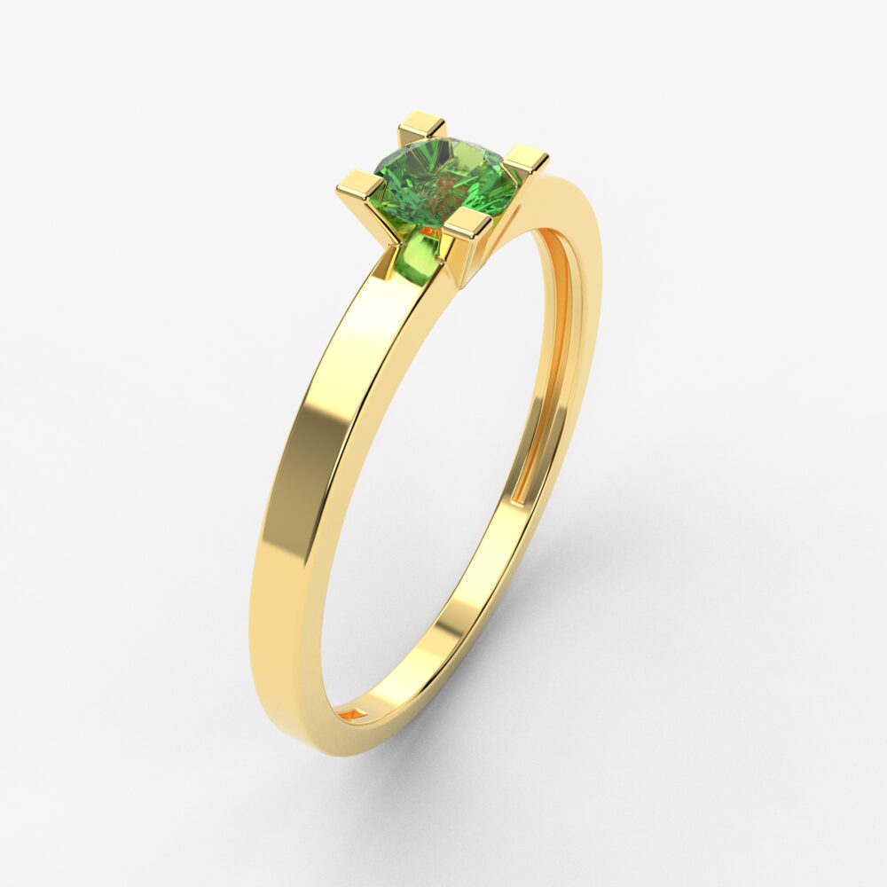 Prsten model 62 od žutog zlata sa smaragdom