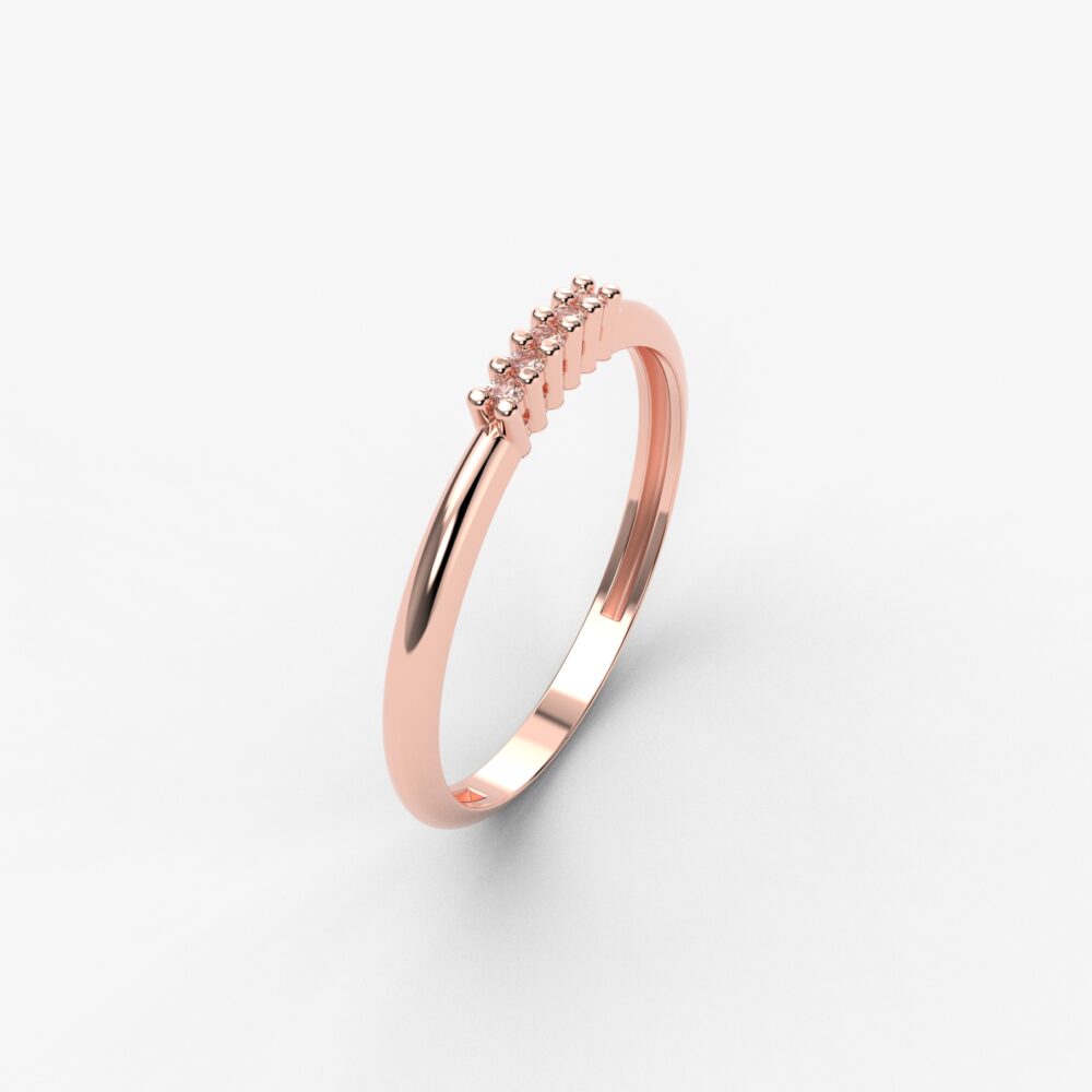 Prsten model 63 od roze zlata sa cirkonima
