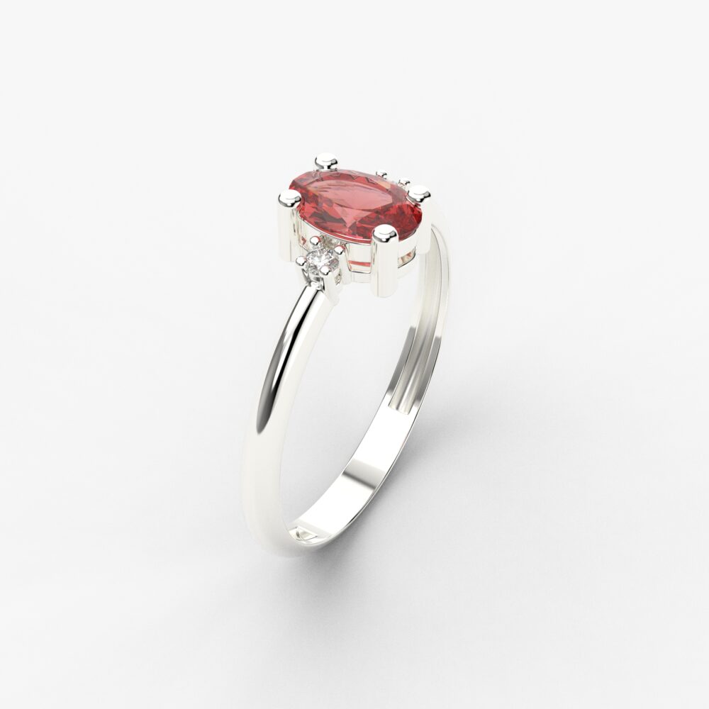 Prsten model 64 od belog zlata sa rubinom i brilijantima