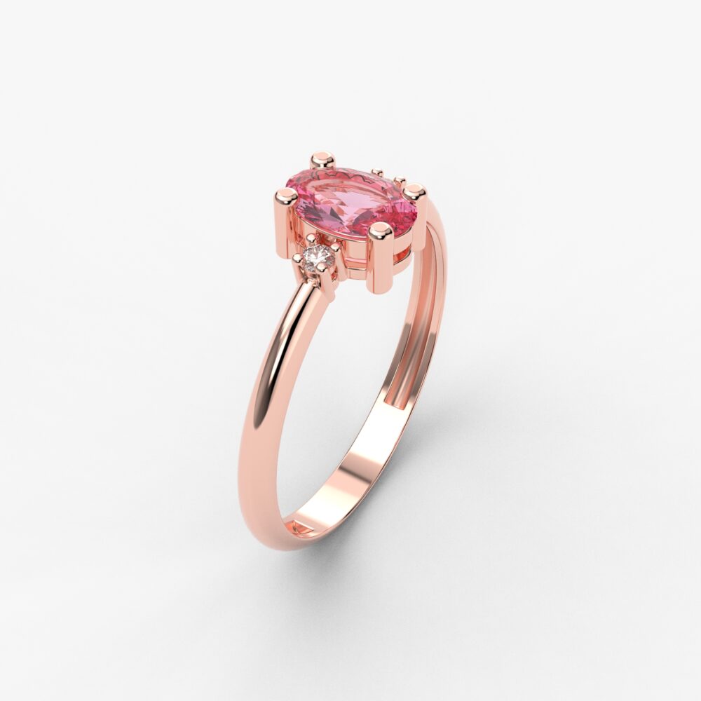 Prsten model 64 od roze zlata sa morganitom i cirkonima