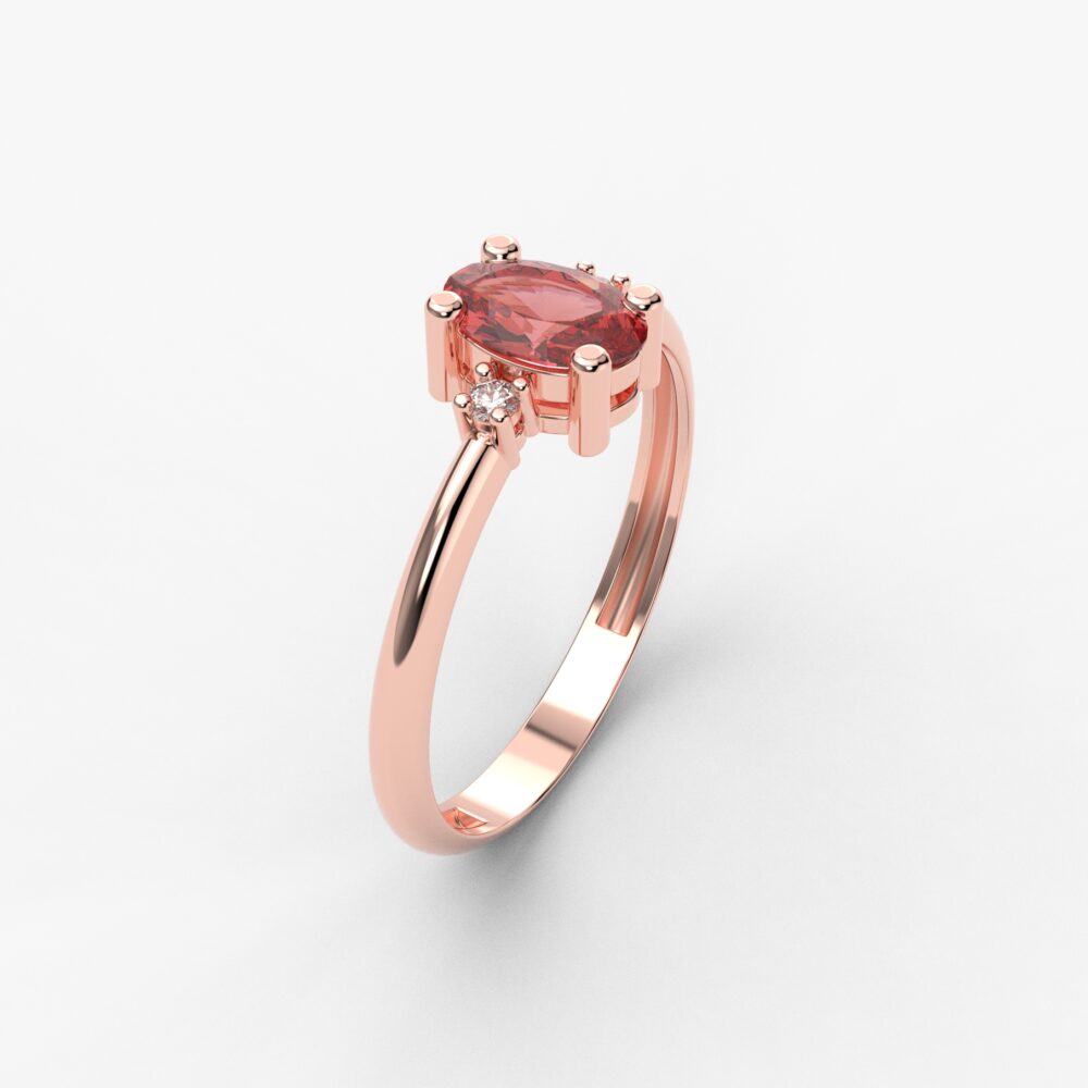Prsten model 64 od roze zlata sa rubinom i cirkonima