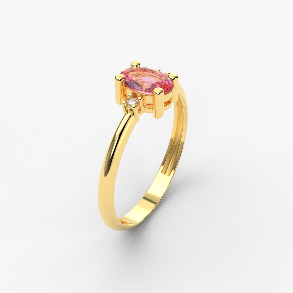 Prsten model 64 od žutog zlata sa morganitom i cirkonima