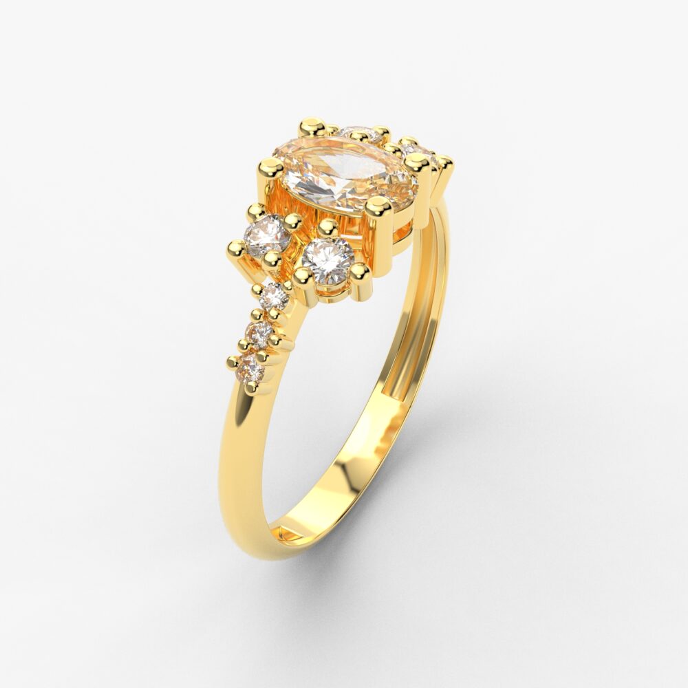 Prsten model 65 od žutog zlata sa cirkonima