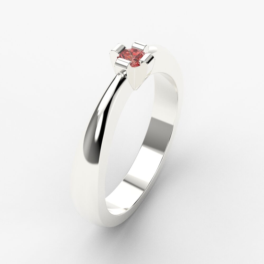 Prsten model 66 od belog zlata sa rubinom