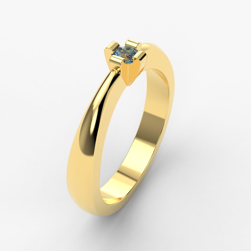 Prsten model 66 od žutog zlata sa plavim topazom