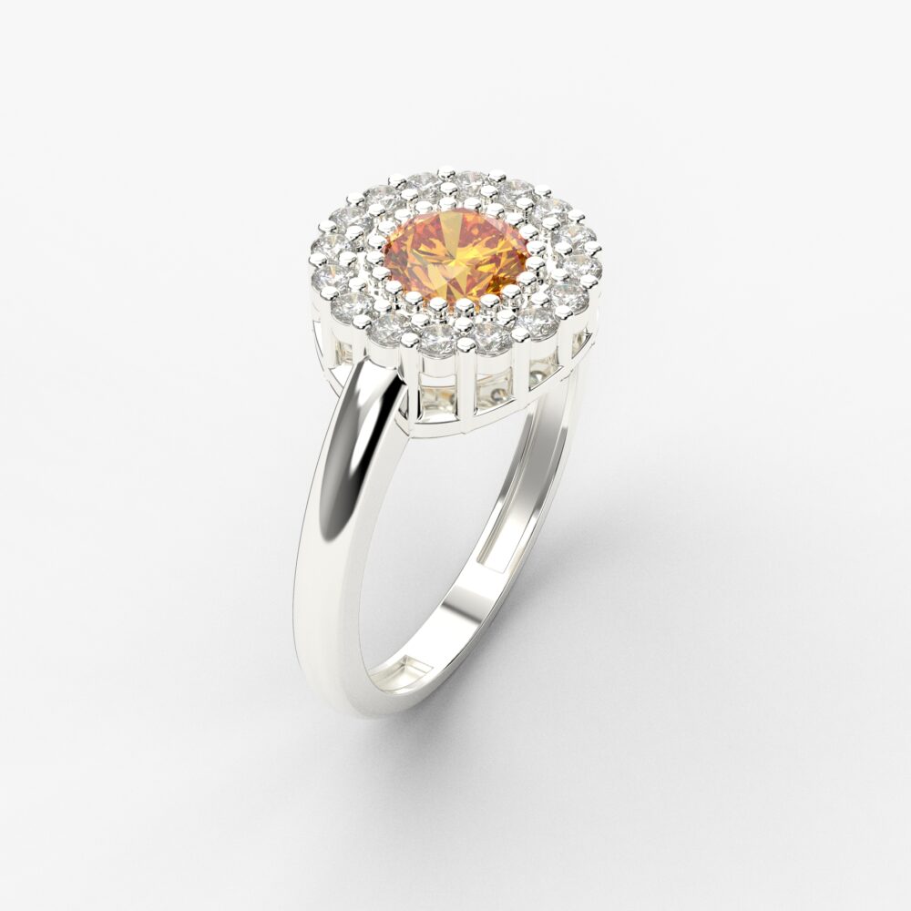 Prsten model 71 od belog zlata sa citrinom i brilijantima