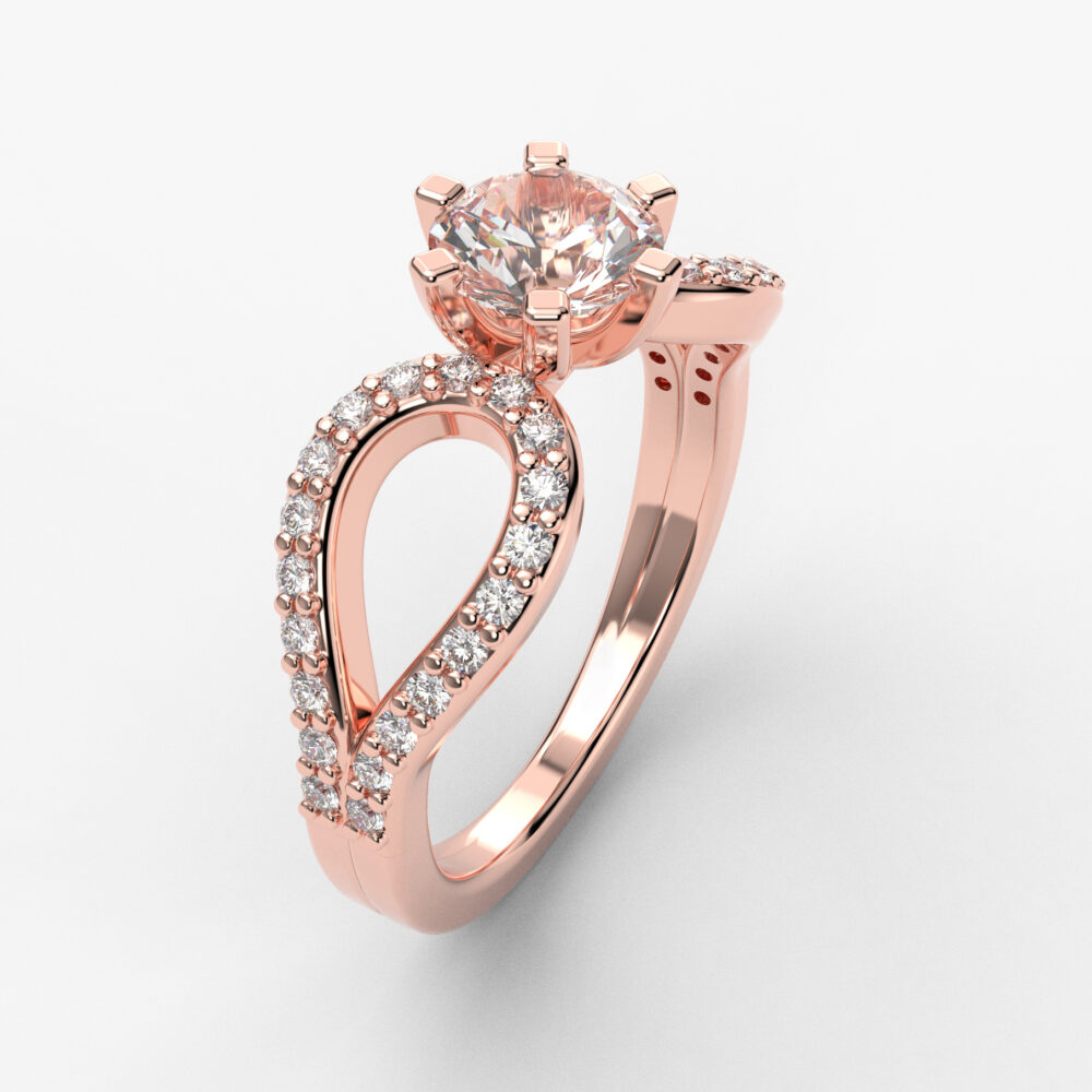 Prsten model 75 od roze zlata sa cirkonima