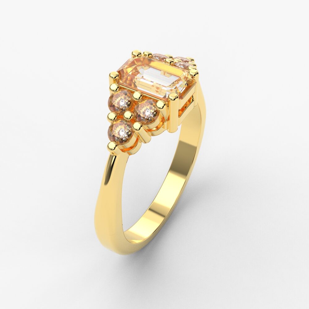 Prsten model 76 od žutog zlata sa cirkonima