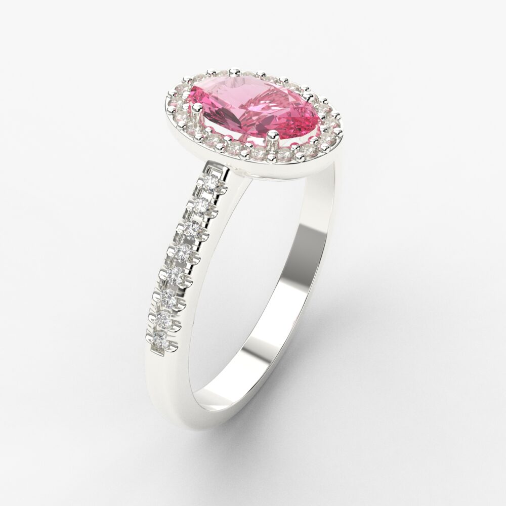 Prsten model 77 od belog zlata sa morganitom i cirkonima