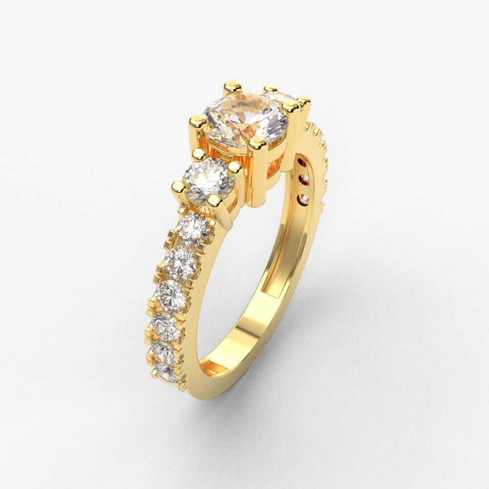 Prsten model 80 od žutog zlata sa cirkonima