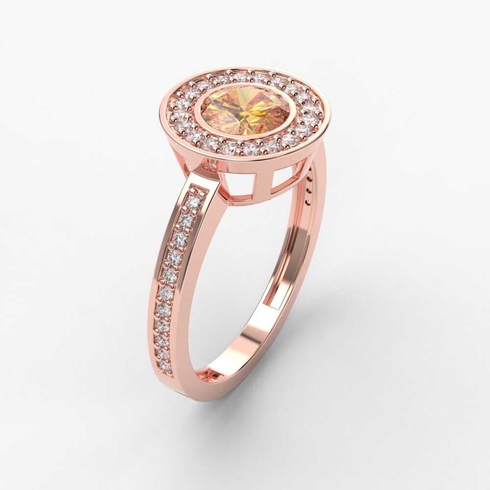 Prsten model 81 od roze zlata sa citrinom i cirkonima