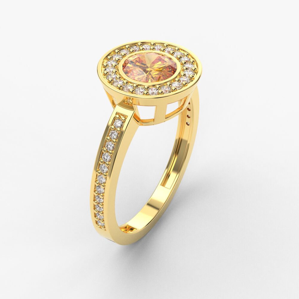 Prsten model 81 od žutog zlata sa citrinom i cirkonima