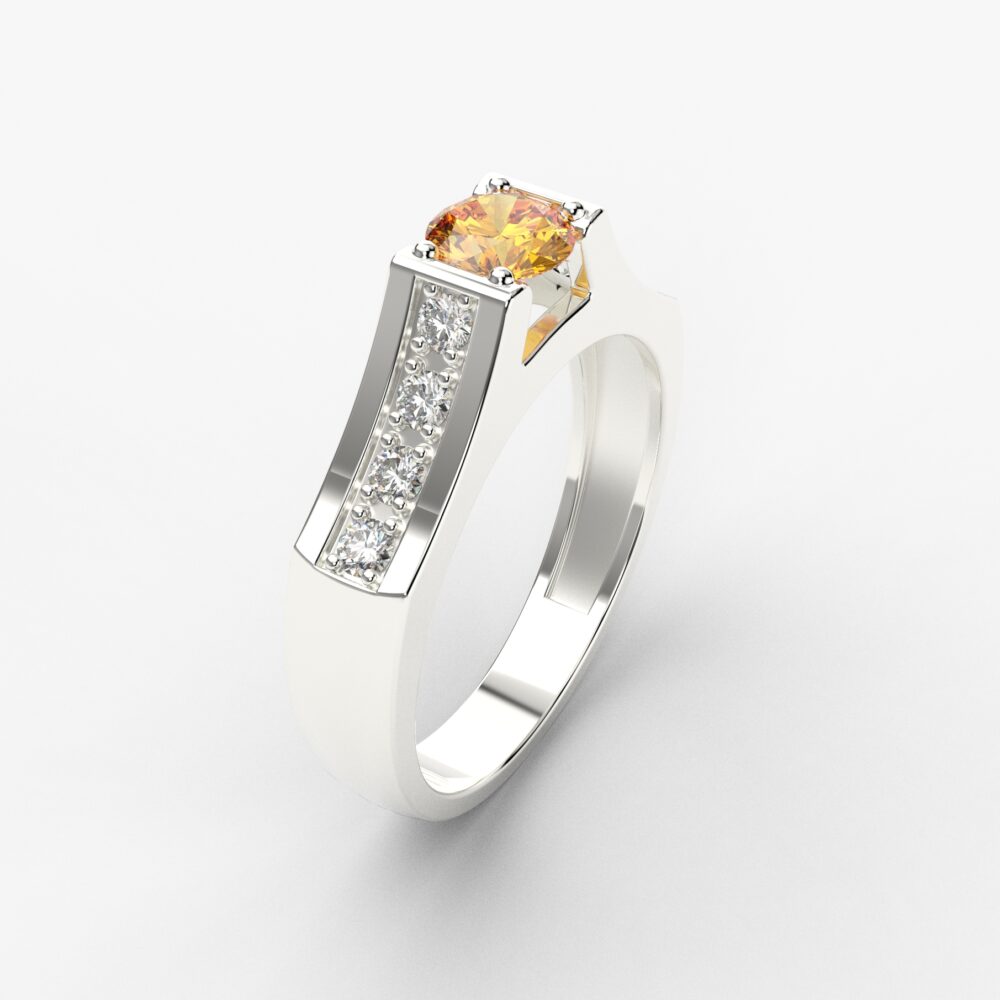 Prsten model 84 od belog zlata sa citrinom i cirkonima