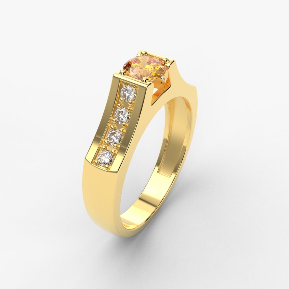 Prsten model 84 od žutog zlata sa citrinom i brilijantima