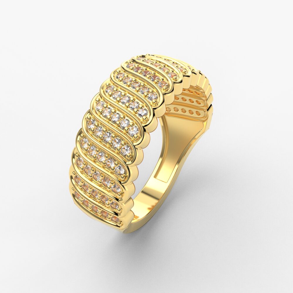 Prsten model 86 od žutog zlata sa cirkonima