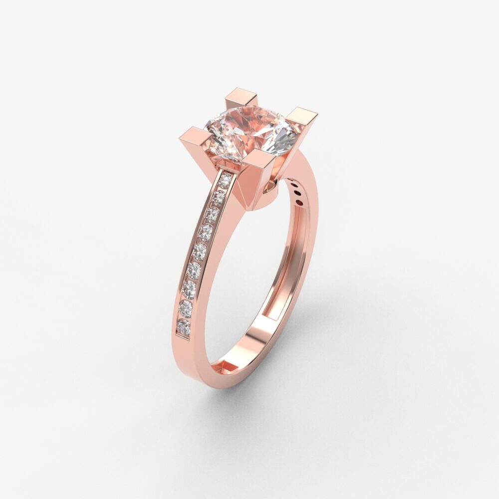 Prsten model 88 od roze zlata sa cirkonima