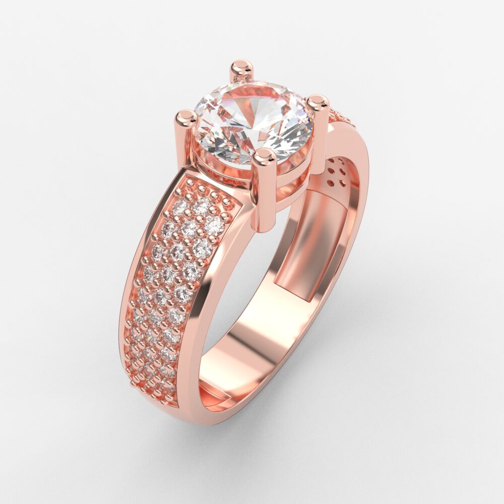 Prsten model 9 od roze zlata sa cirkonima