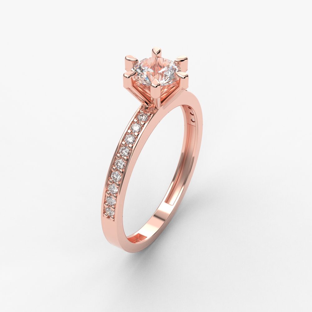 Prsten model 91 od roze zlata sa cirkonima