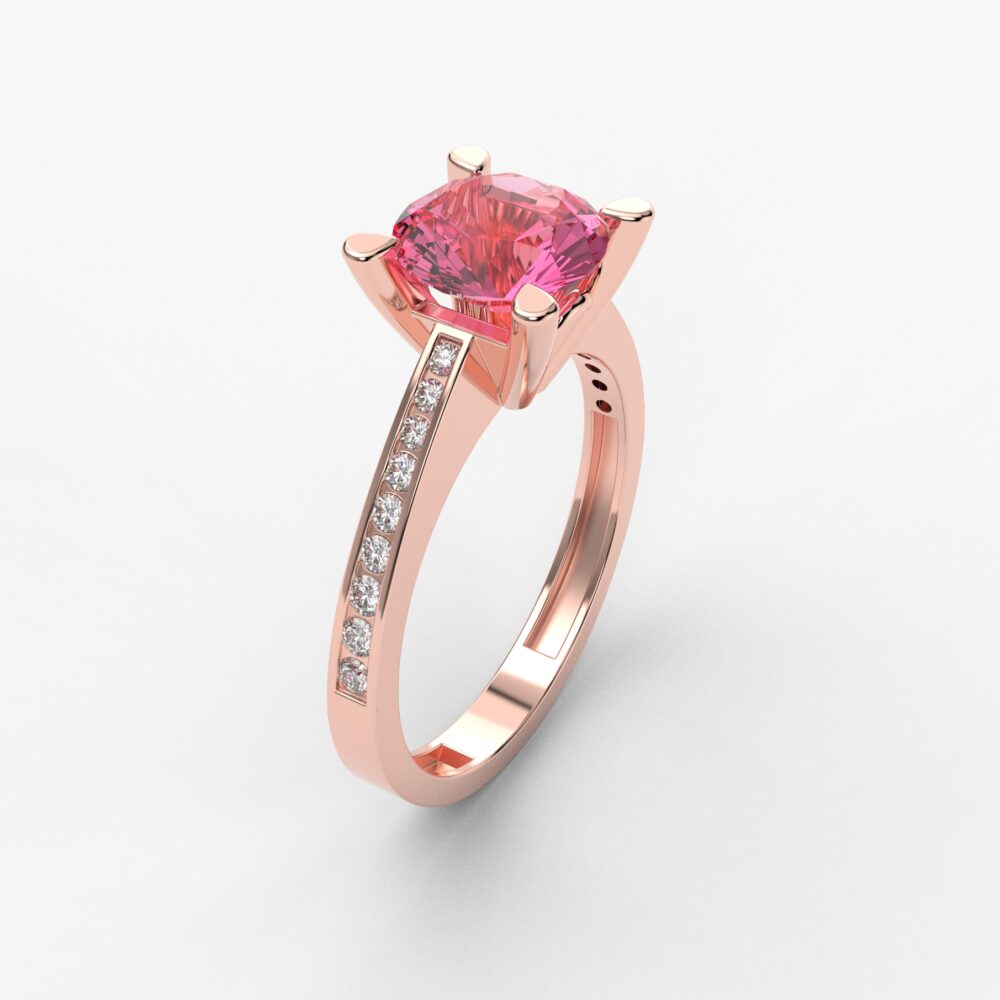 Prsten model 92 od roze zlata sa morganitom i cirkonima