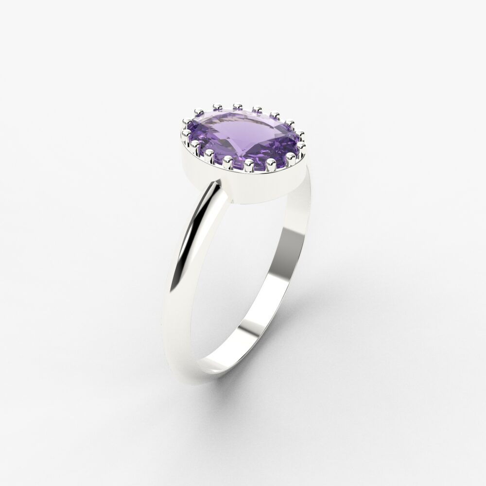 Prsten model 94 od belog zlata sa ametistom