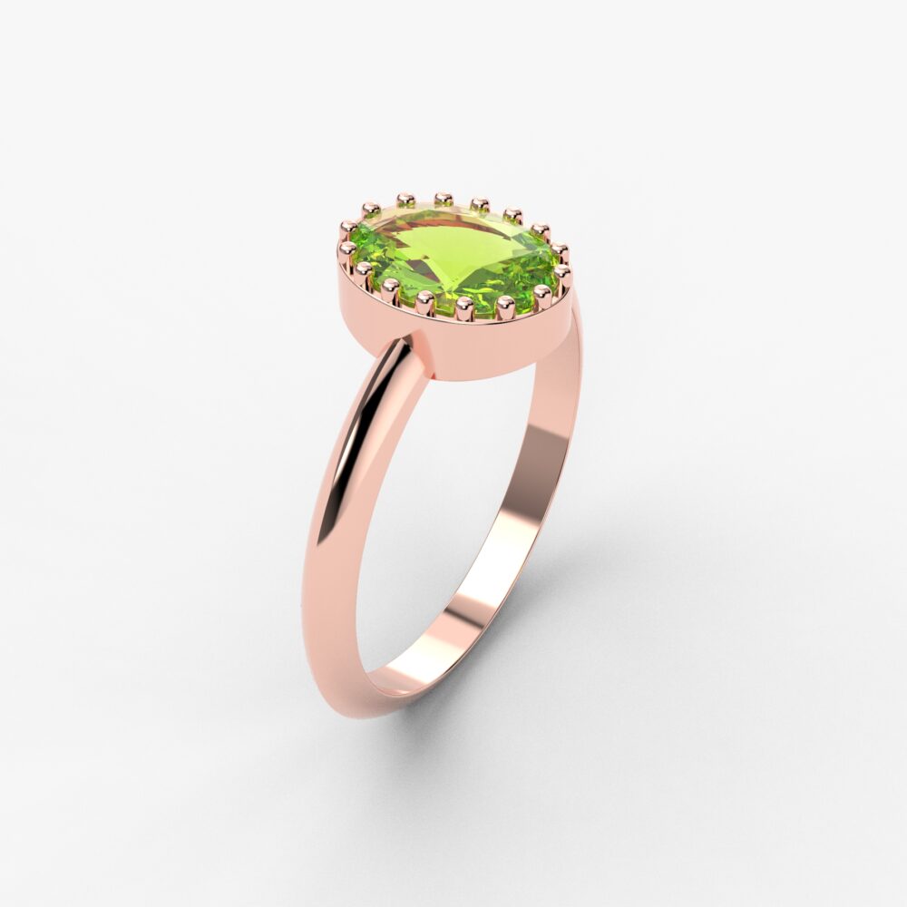 Prsten model 94 od roze zlata sa peridotom