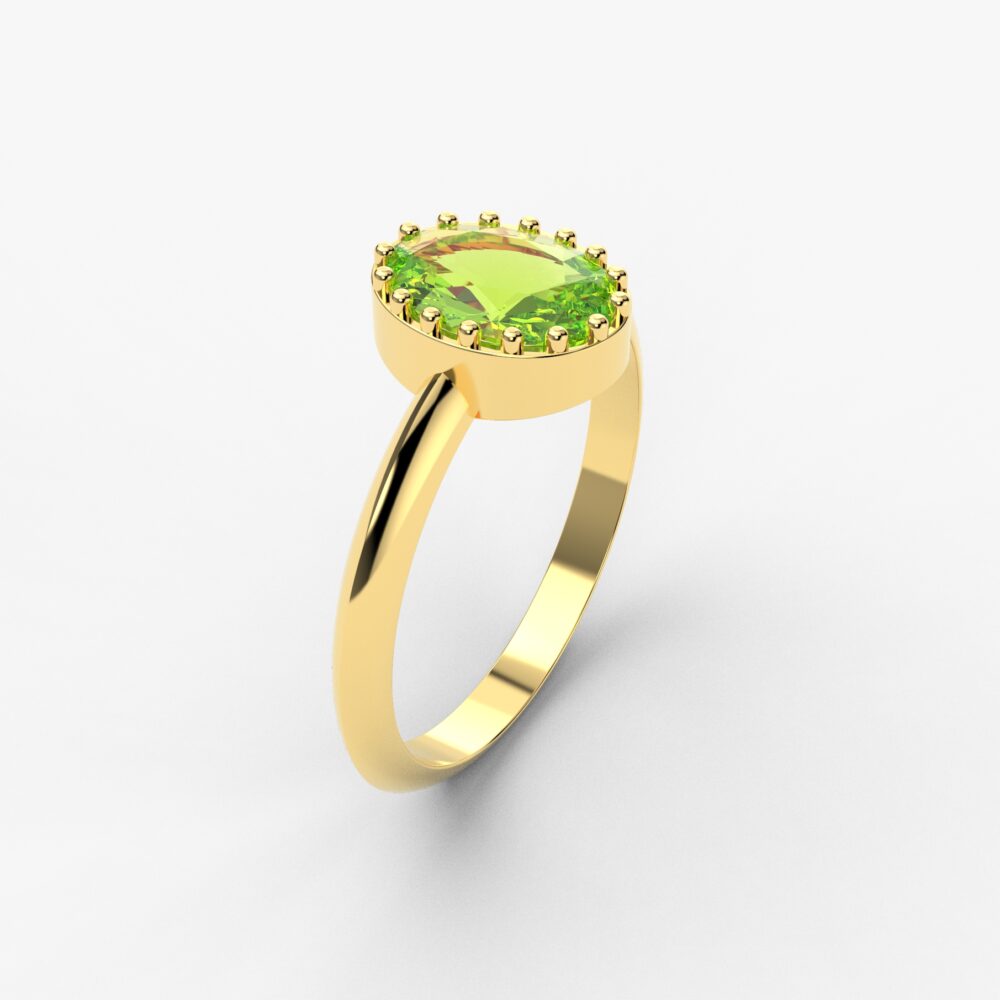 Prsten model 94 od žutog zlata sa peridotom