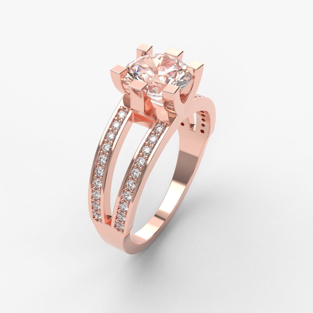 Prsten model 95 od roze zlata sa cirkonima