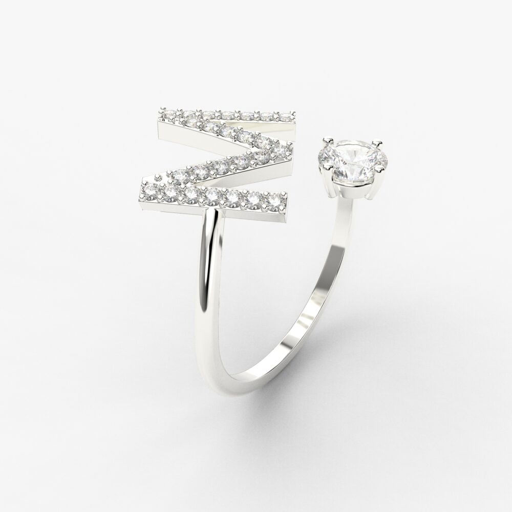 Prsten model 99 od belog zlata sa cirkonima