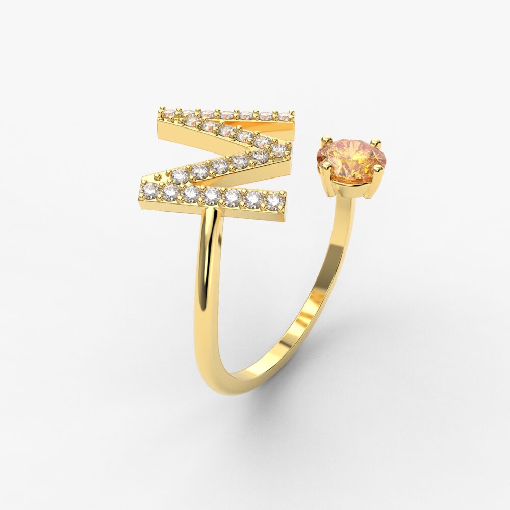 Prsten model 99 od žutog zlata sa citrinom i brilijantima