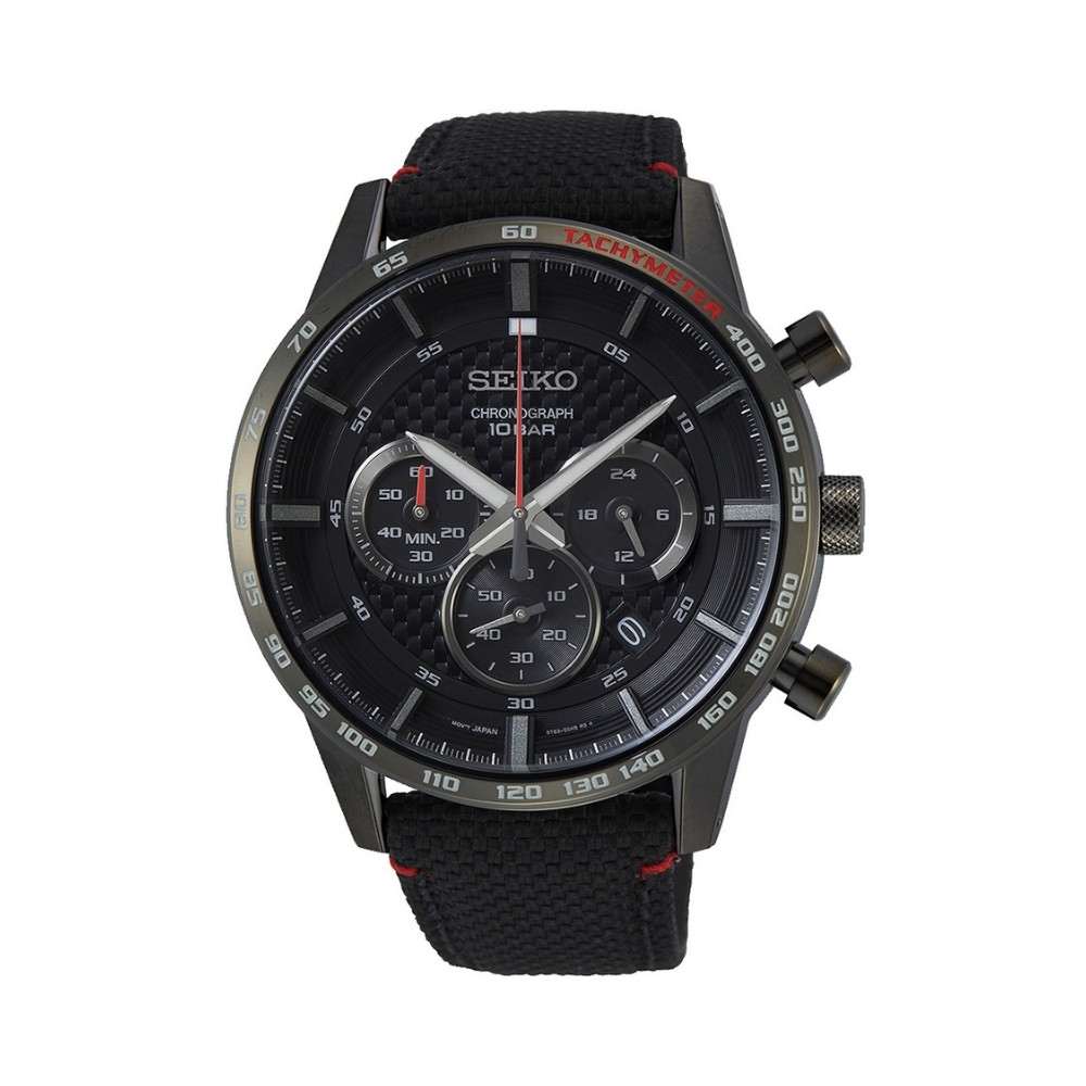 Muški sportski kvarcni sat brenda Seiko iz kolekcije Discover More. Crnog dizajniranog brojčanika sa srebrnim indikatorima i koji prikazuju funkcije sata. Luminescentnih je kazaljki i indeksa koji jasno pokazuju vreme pri slabijoj svetlosti. Karakteriše ga visok nivo tehnologije