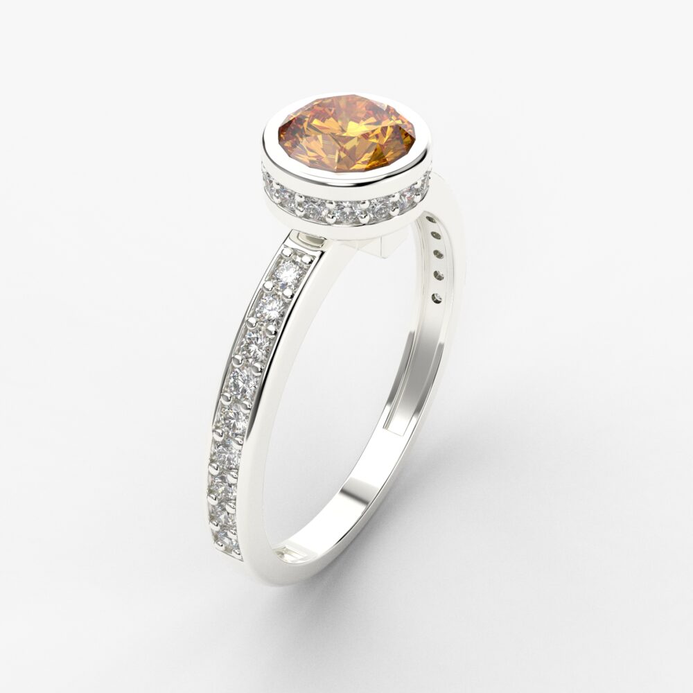 Prsten model 104 od belog zlata sa citrinom i cirkonima
