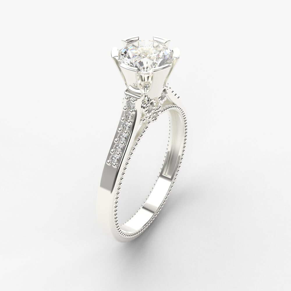 Prsten model 105 od belog zlata sa cirkonima