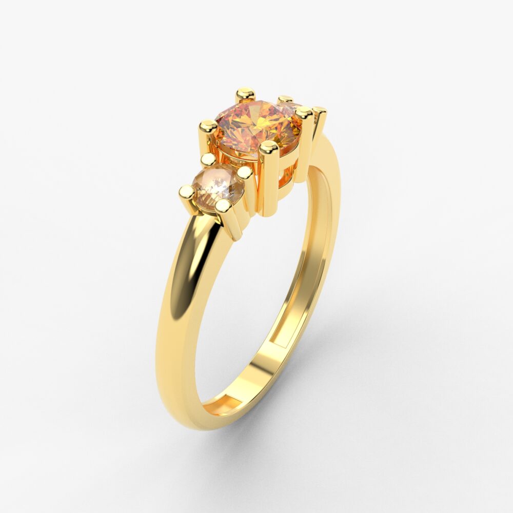 Prsten model 107 od žutog zlata sa citrinom i cirkonima