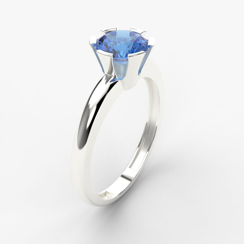 Prsten model 111 od belog zlata sa safirom