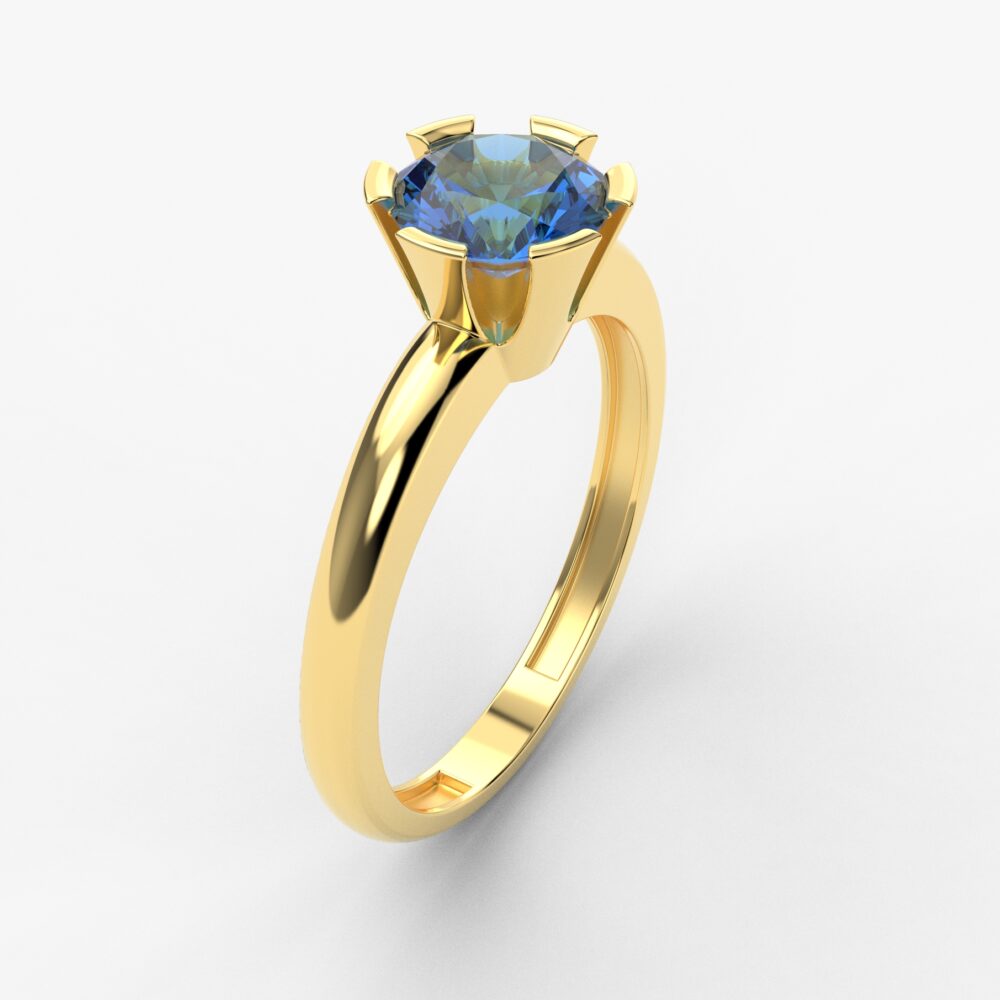 Prsten model 111 od žutog zlata sa safirom