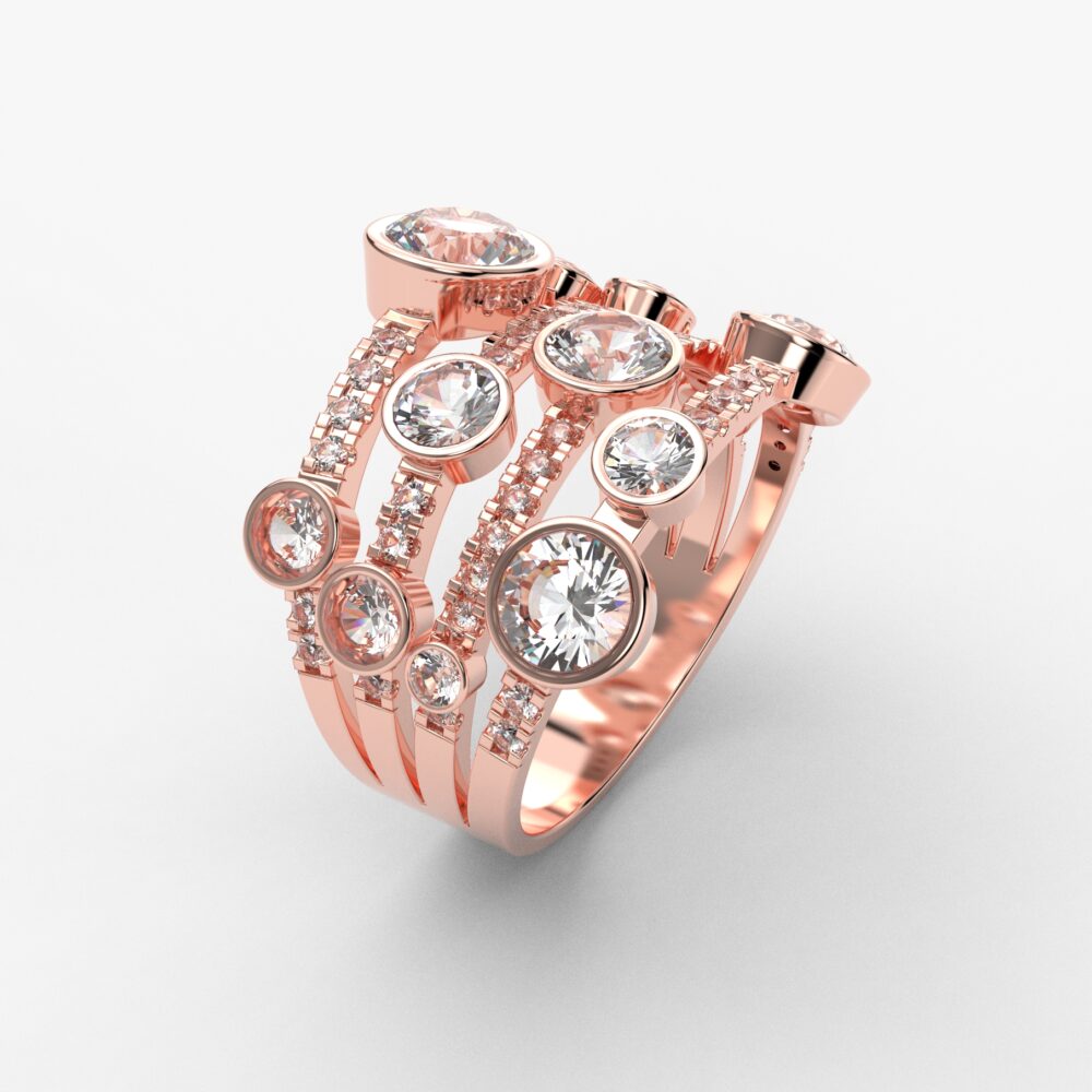 Prsten model 113 od roze zlata sa cirkonima