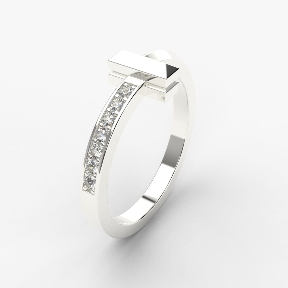 Prsten model 114 od belog zlata sa cirkonima