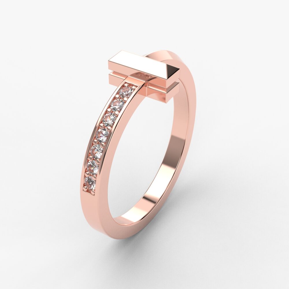 Prsten model 114 od roze zlata sa cirkonima