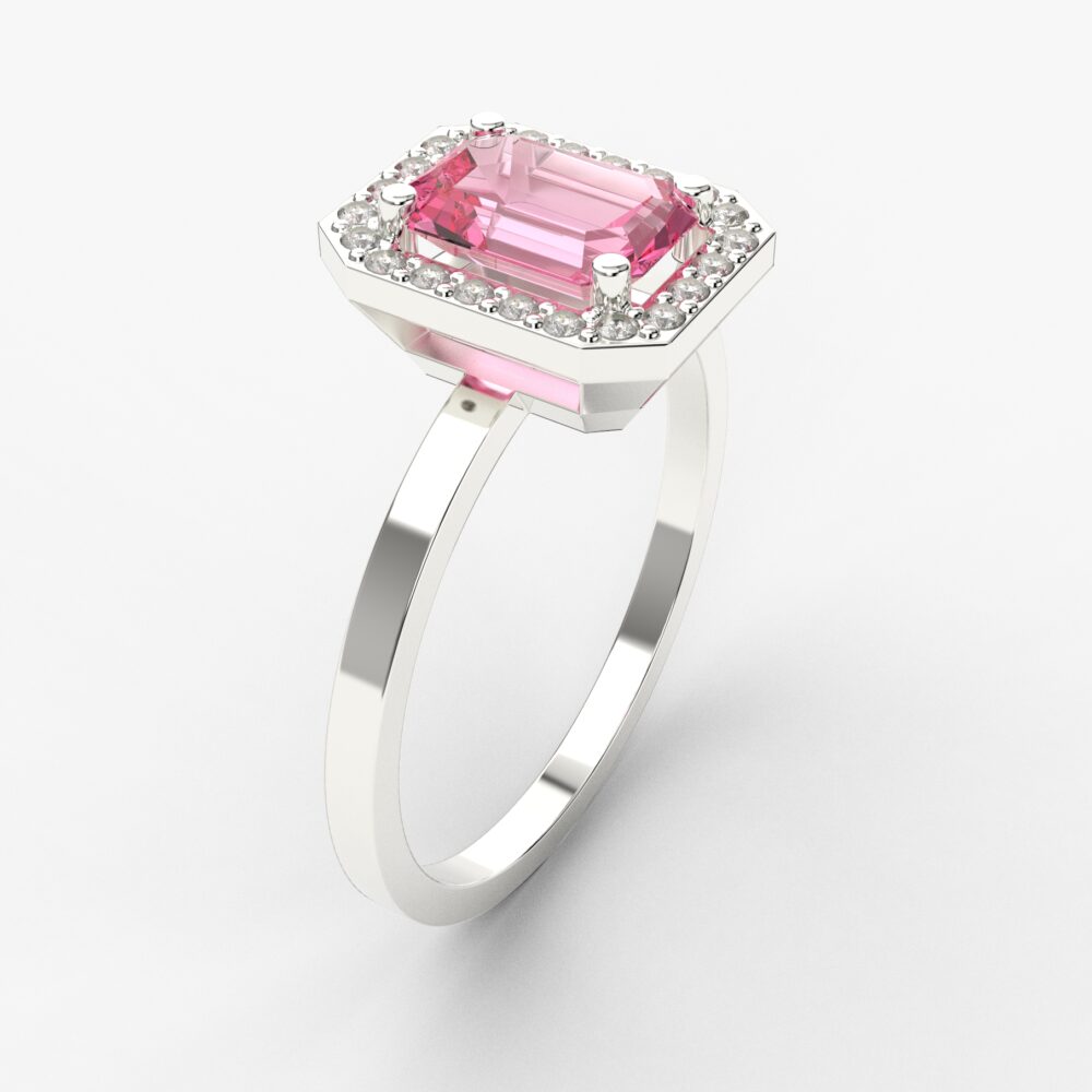 Prsten model 126 od belog zlata sa morganitom i cirkonima