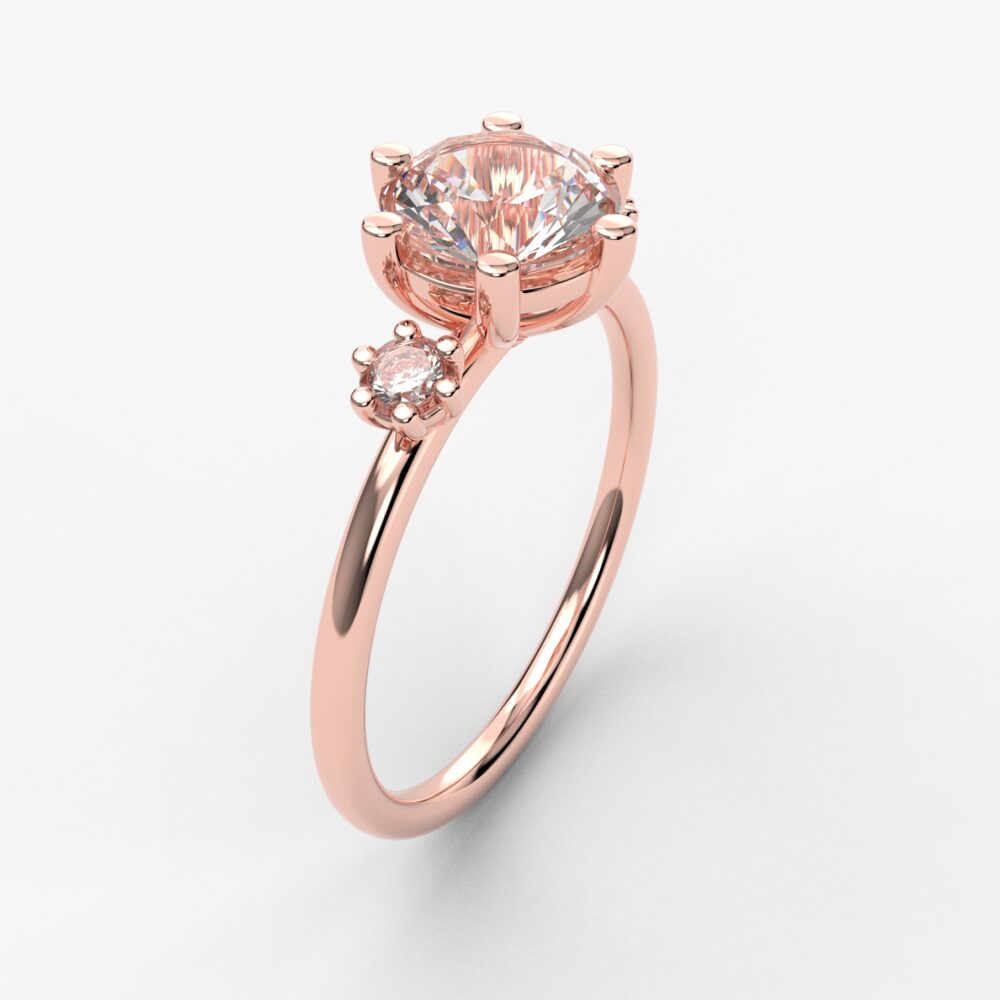 Prsten model 127 od roze zlata sa cirkonima