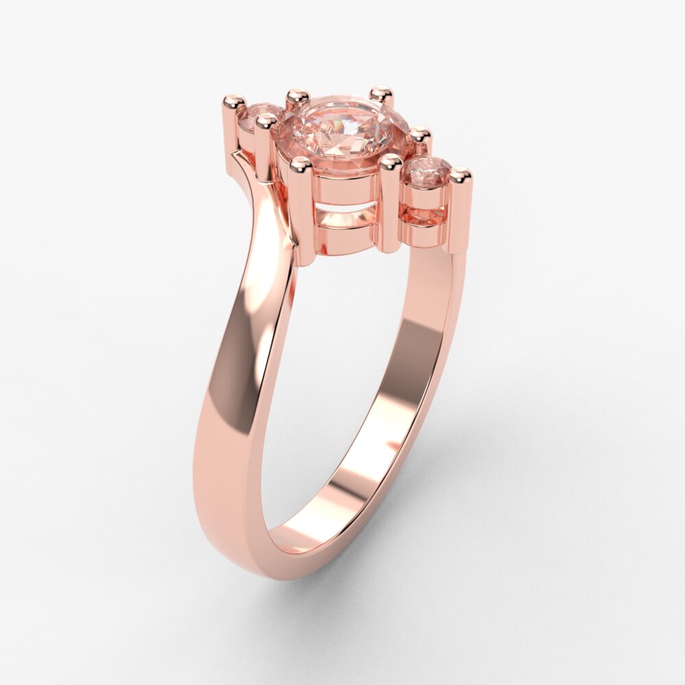 Prsten model 128 od roze zlata sa cirkonima