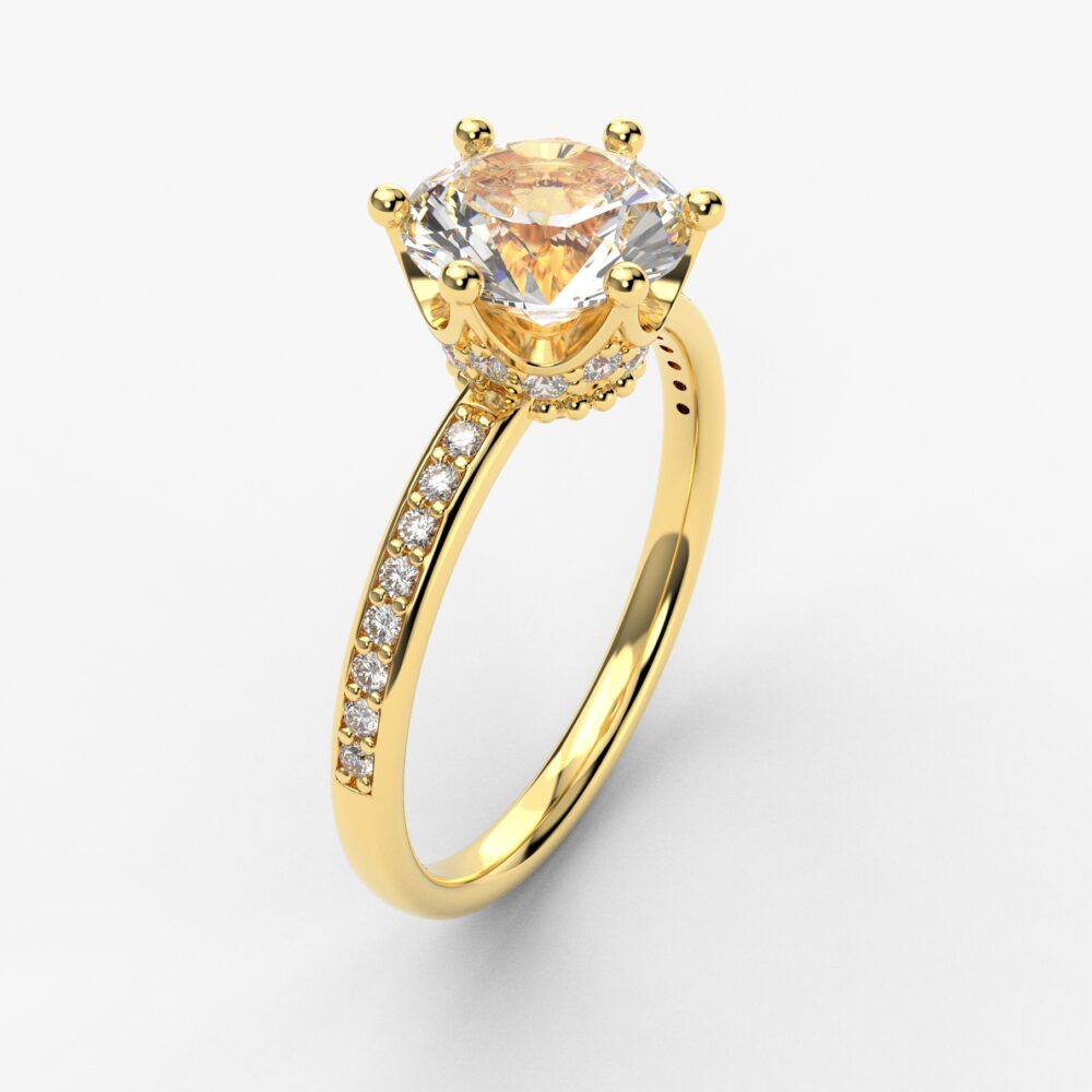 Prsten model 132 od žutog zlata sa cirkonima