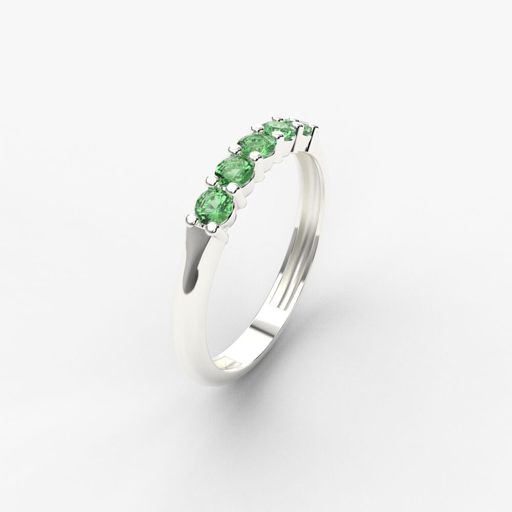 Prsten model 144 od belog zlata sa smaragdom