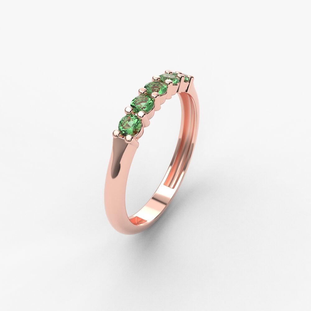 Prsten model 144 od roze zlata sa smaragdom