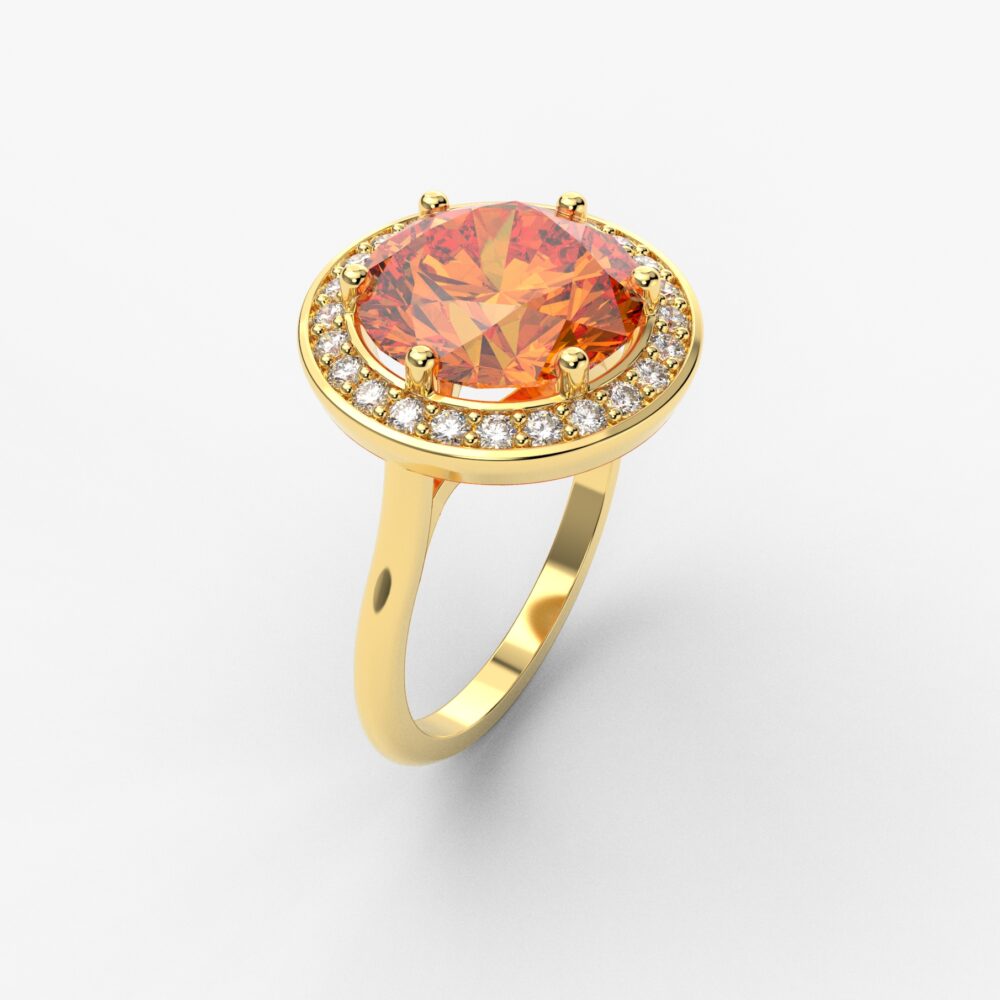 Prsten model 148 od žutog zlata sa citrinom i brilijantima
