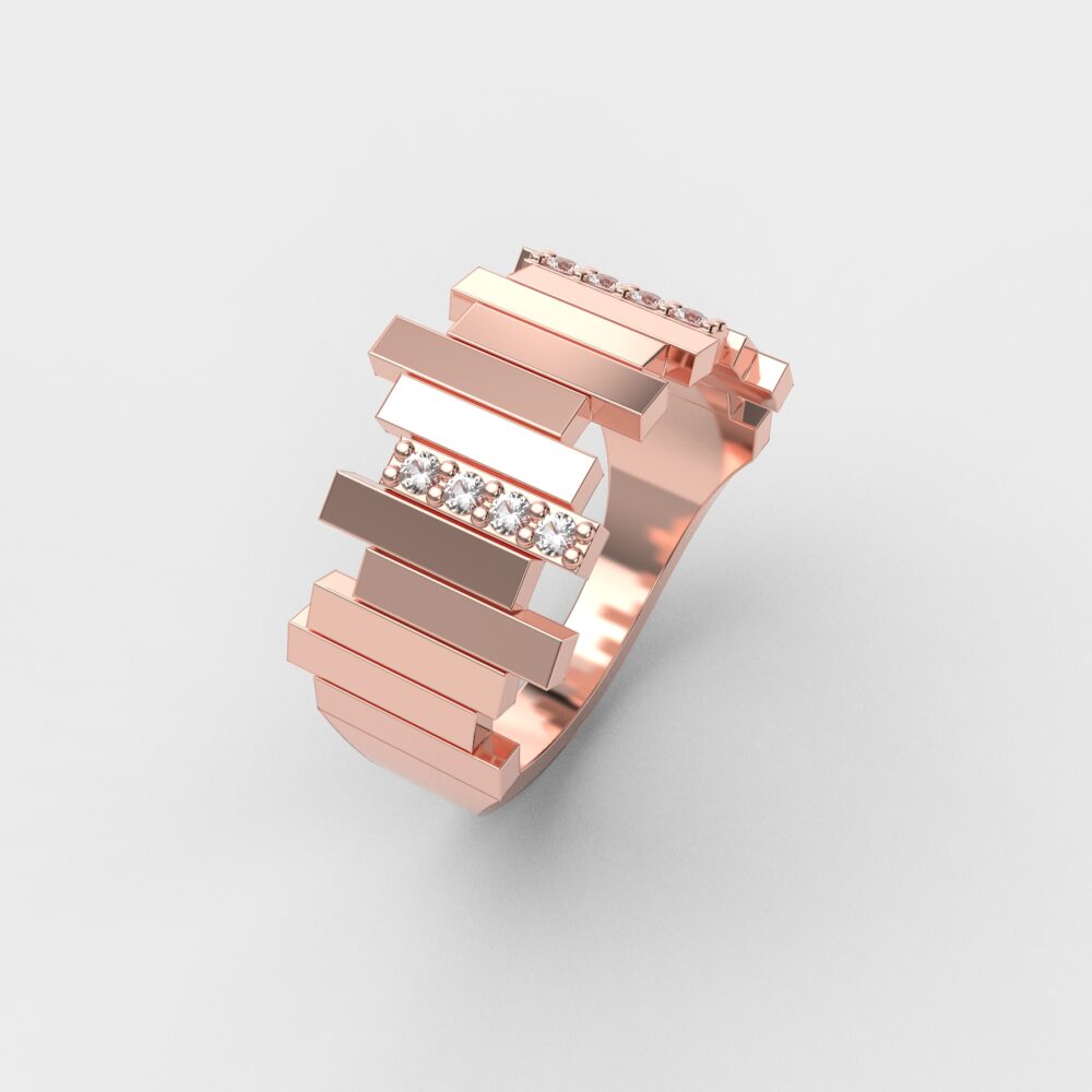 Prsten model 153 od roze zlata sa cirkonima